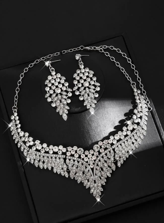 Take Two 2-Piece Embellished Rhinestone Necklace and Earrings Jewelry Set