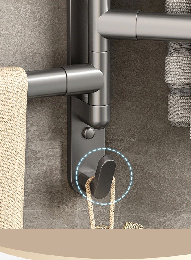 5-Arm Swivel Towel Rack, Towel Bar, Folding Bathroom Towel Hanger Wall Mount, Rustproof Swing Out Towel Hanger for Bathroom, Kitchen, Black  - Image 4