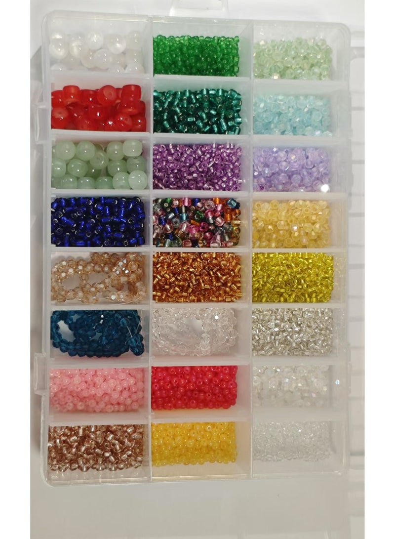 24Grid Crystal Glass Beads for Jewelry Making Mix Colors