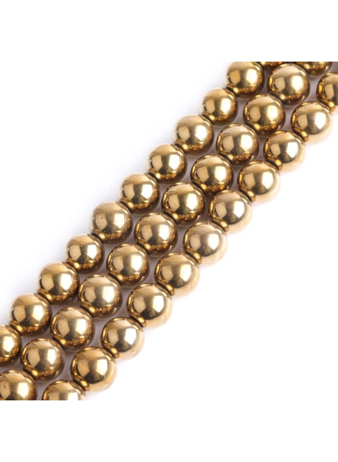 Natural 14mm Non-Magnetic Gold Metallic Coated Hematite Round Gemstone Semi Precious Loose Beads for Jewellery Making 15'' - Image 1