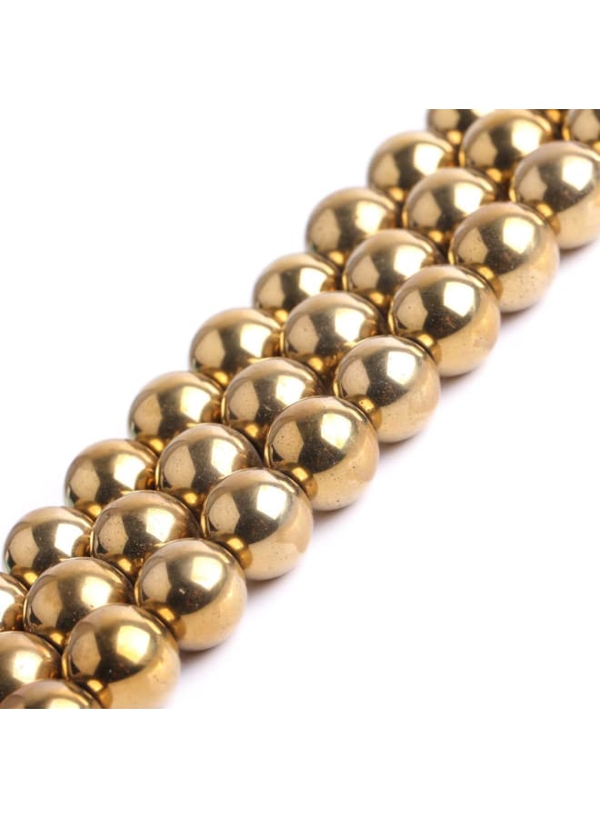 Natural 14mm Non-Magnetic Gold Metallic Coated Hematite Round Gemstone Semi Precious Loose Beads for Jewellery Making 15'' - Image 4