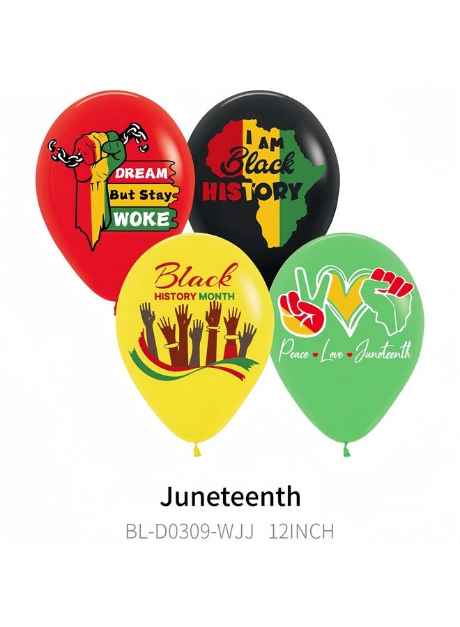 CYMYLAR CYMYLAR 40Pcs Juneteenth/Freedom Day Black History Balloons (Black/Yellow/Red/Green) - African Style Graphics - 10 Each Color, 40 Total Latex Balloons + Accessories  - Image 3