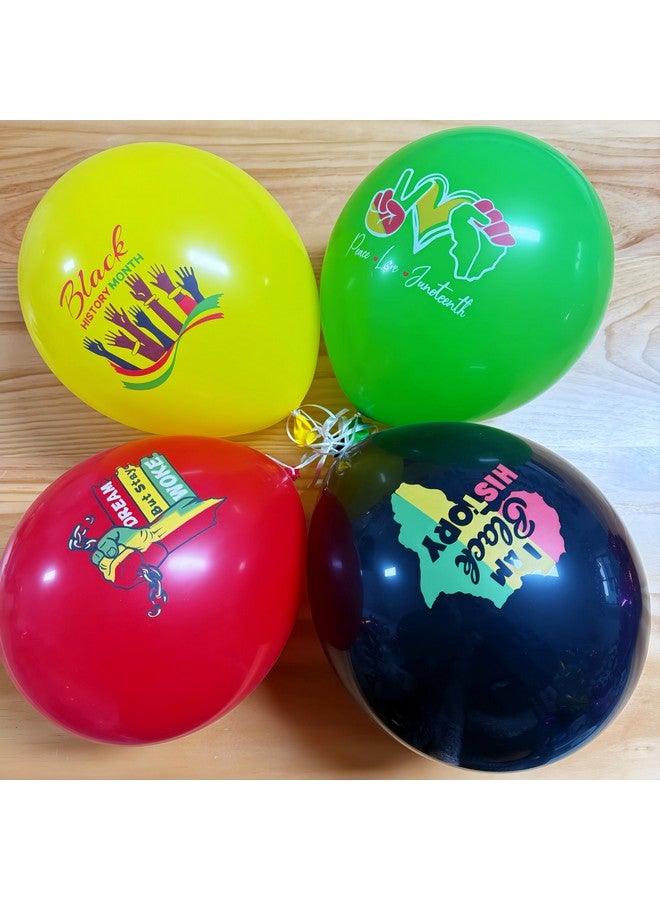 CYMYLAR CYMYLAR 40Pcs Juneteenth/Freedom Day Black History Balloons (Black/Yellow/Red/Green) - African Style Graphics - 10 Each Color, 40 Total Latex Balloons + Accessories  - Image 4