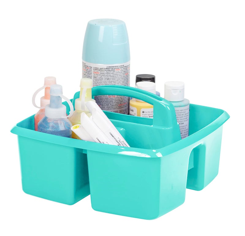 Storex 3-Compartment Small Caddy â€“ Multipurpose Classroom Organizer with Handle, Teal, 6-Pack (00952U06C), 9.25 x 9.25 x 5.25 Inches - Image 5