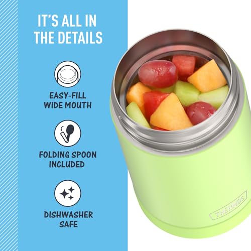 THERMOS FUNTAINER 16 Ounce Stainless Steel Vacuum Insulated Food Jar with Folding Spoon, Neon Lime - Image 4