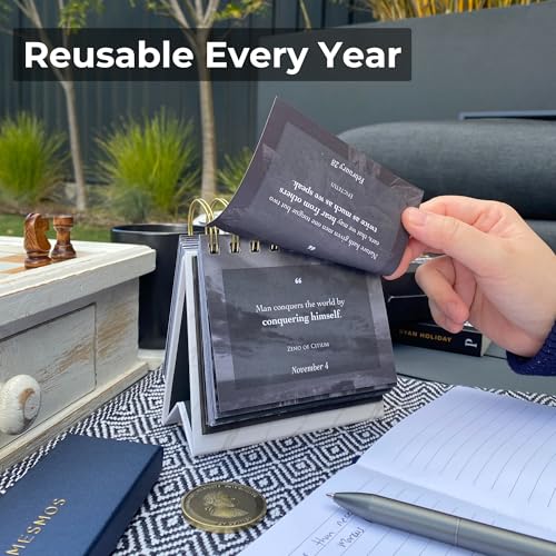 MESMOS 366 Daily Stoic Calendar, Inspirational Gifts for Men, Father's Day Gifts for Dad, Daily Affirmations Office Desk Decor for Men, Motivational Self Care Office Desk Accessories - Image 4