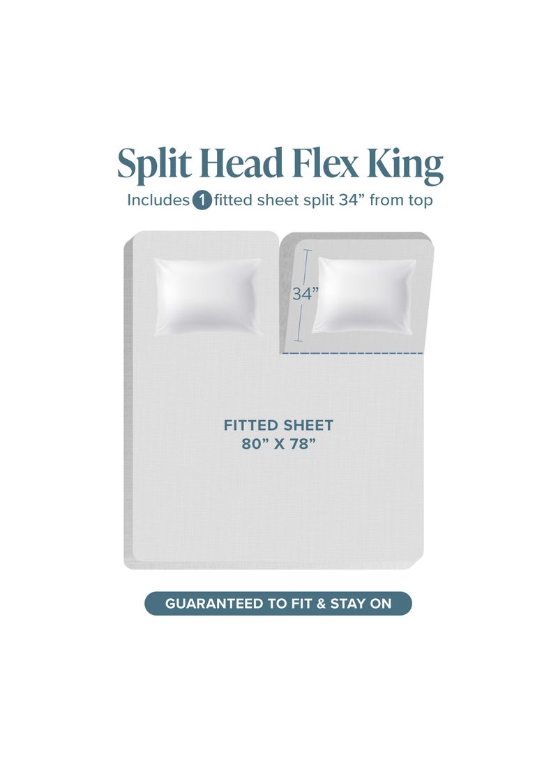 Bare Home Bare Home Fitted Bottom Sheet Split Head Flex King Size - Premium 1800 Microfiber - Ultra-Soft Hotel Luxury - Deep Pocket - Durable - Long Lasting (Split Head Flex King  Cream)  - Image 2