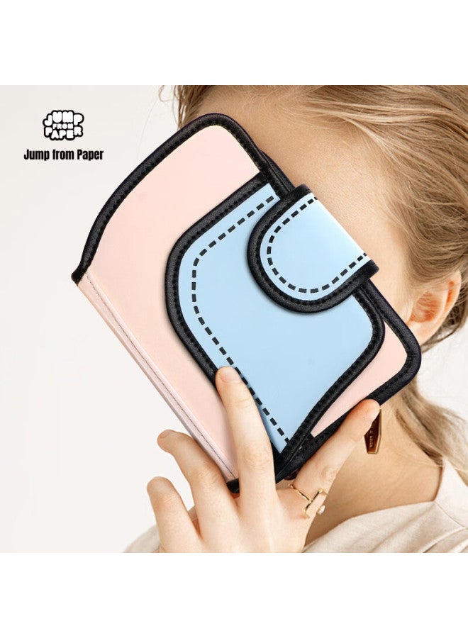 Jumpfrompaper Passport Holder, Doent Organizer, Multifunctional Card Holder, Portable Travel Wallet, Gift, Blue And Pink - Image 4