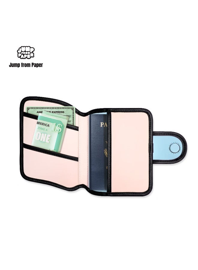 Jumpfrompaper Passport Holder, Doent Organizer, Multifunctional Card Holder, Portable Travel Wallet, Gift, Blue And Pink - Image 3