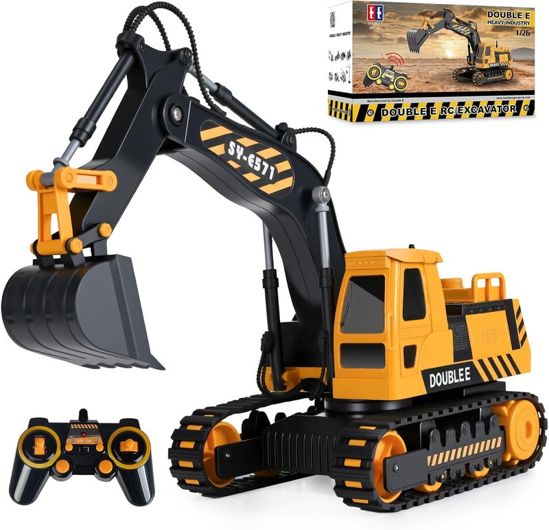 Double E Remote Control Excavator Toy, RC Excavators Sandbox Digger Hydraulic Construction Toys - Realistic Construction Vehicle with 6 Functions, Xmas Gift for Kids 3-14 Years - Image 1