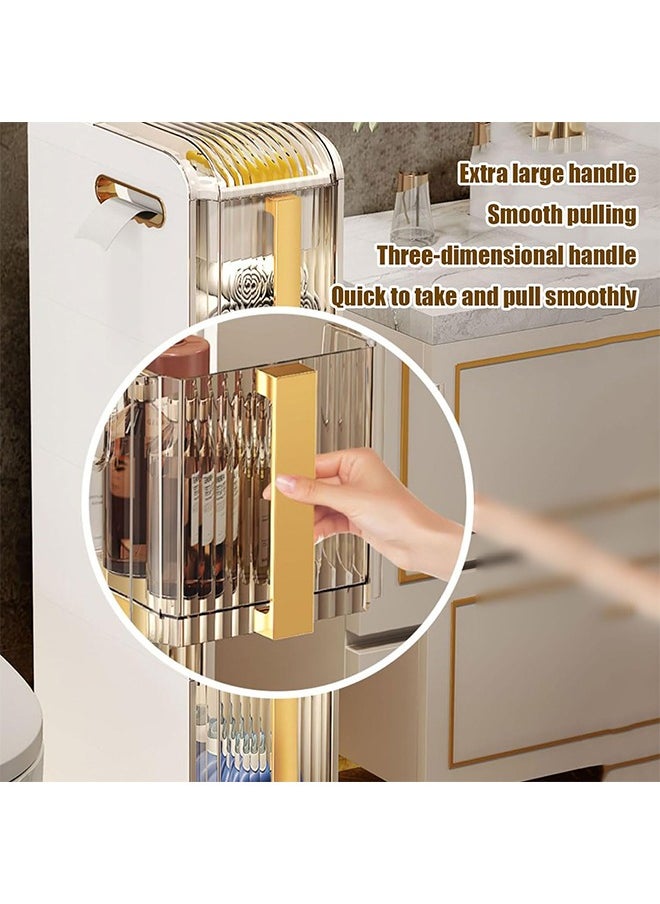 FLYROAD 3 Tier Plastic Drawers Cabinet Bathroom Storage Box Toilet Storage box with Wheels  - Image 4