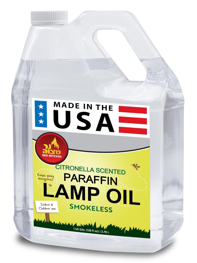 Ner Mitzvah Citronella Scented Lamp Oil, 1 Gallon - Smokeless and Odorless Insect and Mosquito Repellent Paraffin Lamp Oil for Indoor and Outdoor Lanterns, Torches, Oil Candle - Image 1