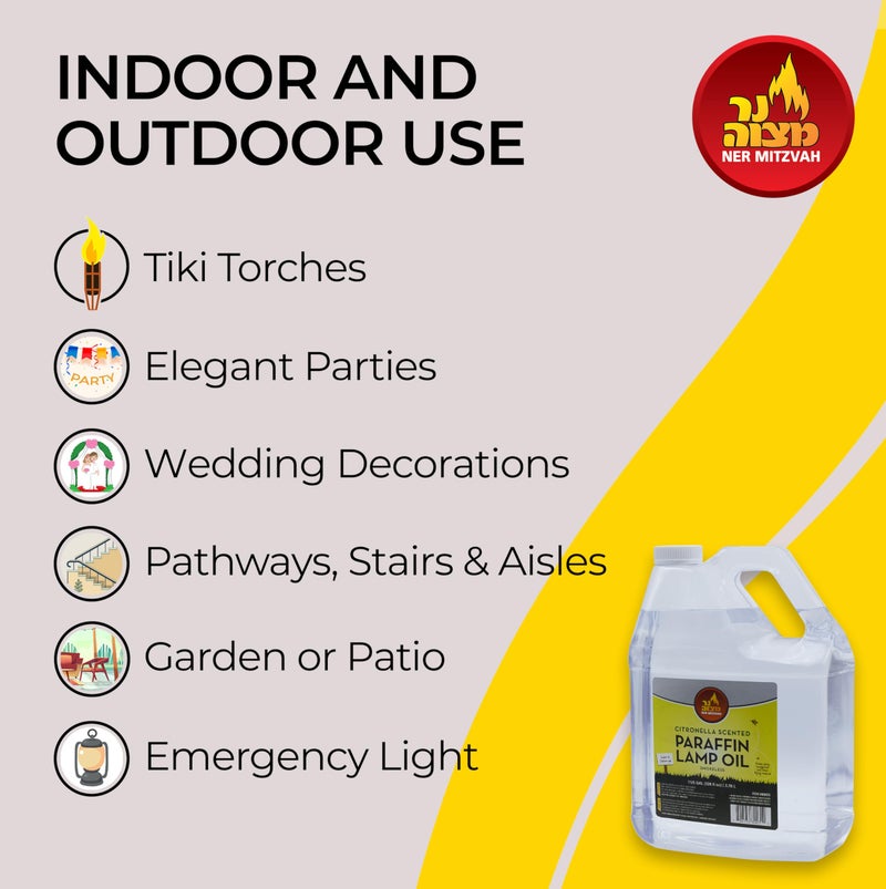 Ner Mitzvah Citronella Scented Lamp Oil, 1 Gallon - Smokeless and Odorless Insect and Mosquito Repellent Paraffin Lamp Oil for Indoor and Outdoor Lanterns, Torches, Oil Candle - Image 3
