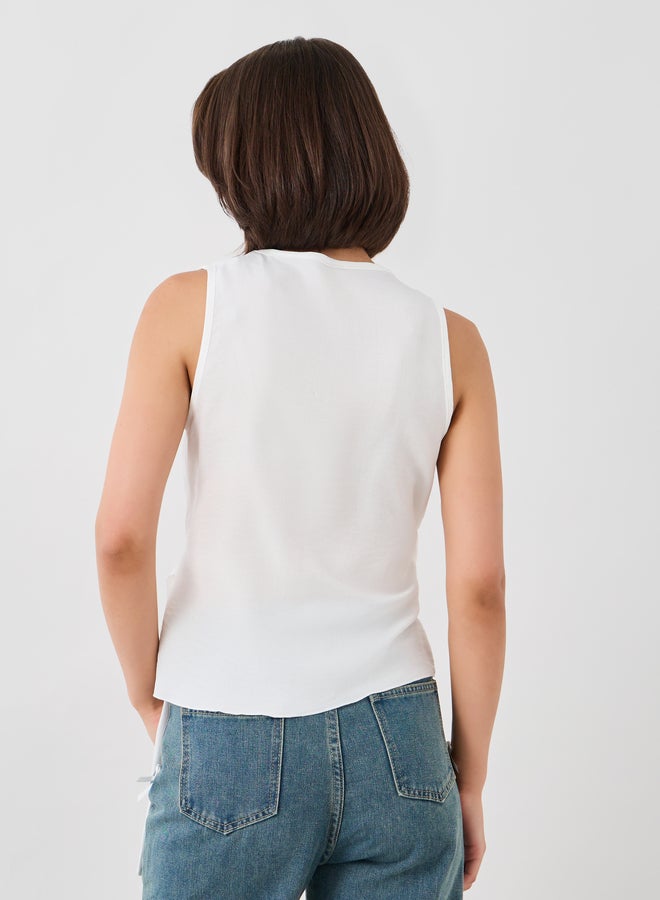 Styli Styli Solid V-Neck Sleeveless Wrap Top  - Image 5