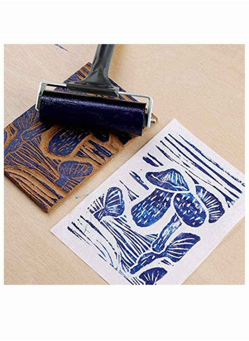 Generic Rubber Brake Roller, 4-inch Drum Paint Brush Ink applicator Art Craft Oil Painting Tools, Printing and Stamping Used for printmaking, Painting, Applying Glue, Wallpaper 2 PCS  - Image 5