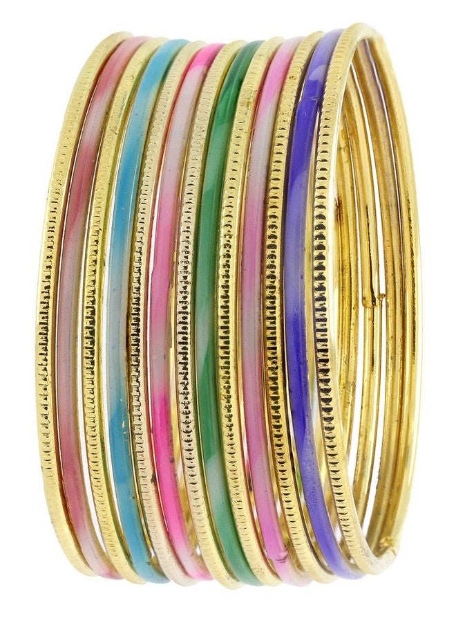 ZIVOM® 22K Gold Plated Multi Colour Slim Bangle Set Of 13 For Women Gift - Image 1