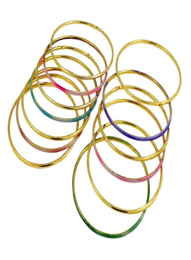 ZIVOM® 22K Gold Plated Multi Colour Slim Bangle Set Of 13 For Women Gift - Image 3