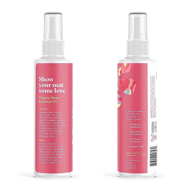 أسوترا رذاذ Asutra Yoga Mat Cleaner (وردة حلوة مهدئة) 4 أونصة - لا توجد بقايا زلقة الزيوت العطرية العضوية العميقة للياقة البدنية معدات الصالة الرياضية المنشفة الدقيقة - Image 3