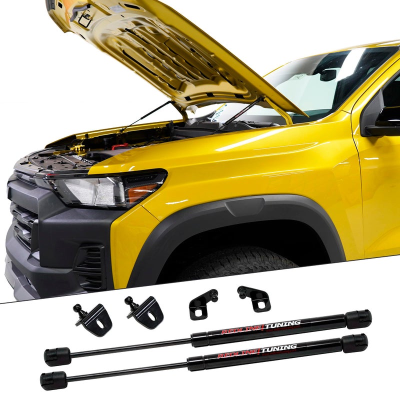 Redline Tuning نظام رفع غطاء المحرك السريع Redline Tuning 21-16014-02 متوافق مع شيفروليه كولورادو و GMC كانيون 2023+ (لا يتطلب حفر - جميع المكونات باللون الأسود) - Image 1