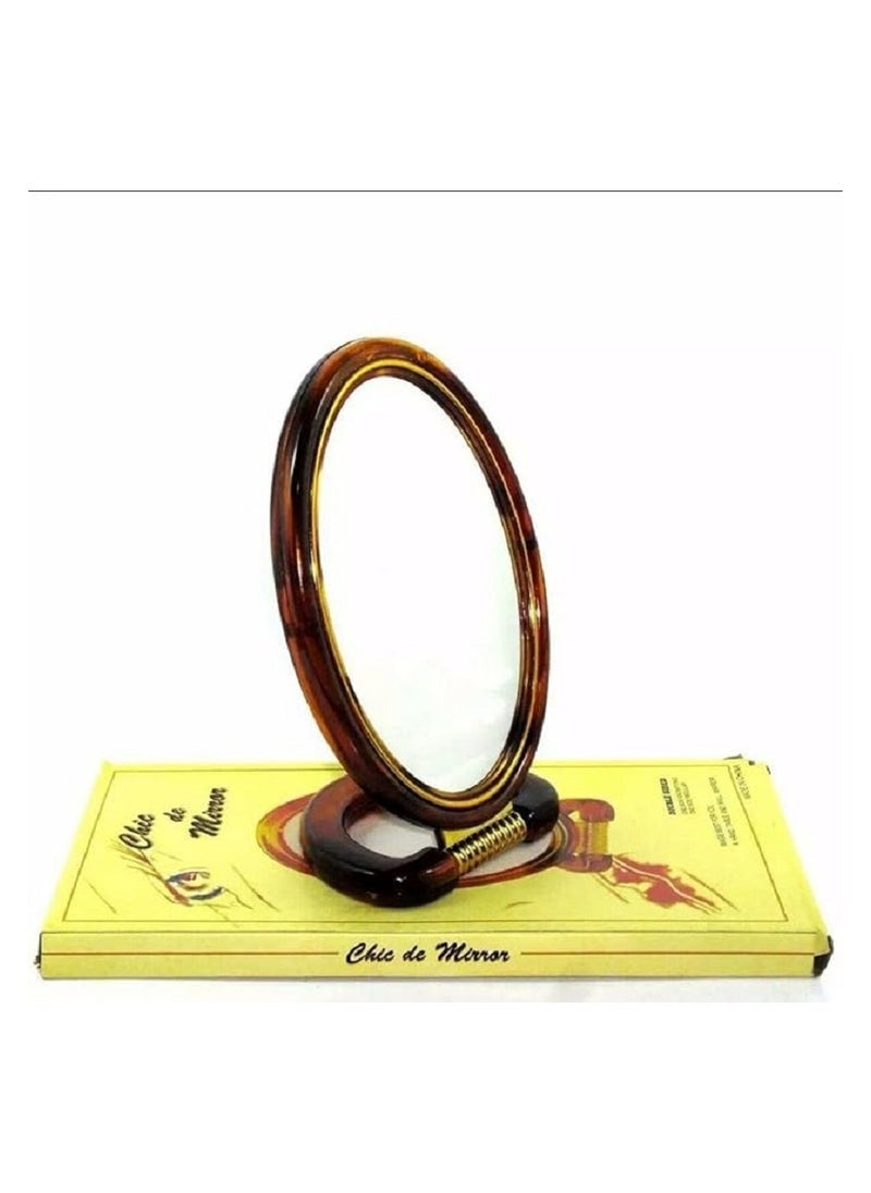 Generic Makeup mirror mounted on the table top - on both sides for the bathroom - hairdressing table - barber shop - salons - double-sided - natural view - 5 times magnified view (size 23*15 cm)  - Image 3