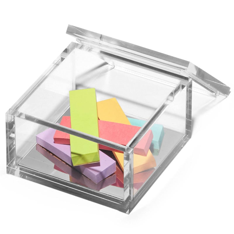 OfficeGoods Acrylic Desk Organizer w/Silver Base â€“ Functional & Elegant Odds & Ends Box for Display or Storage â€“ Perfect for Home or Office, Kitchen, Bathroom Vanity, Curio Display - Small - Image 1