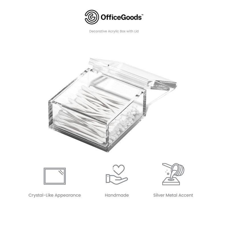 OfficeGoods Acrylic Desk Organizer w/Silver Base â€“ Functional & Elegant Odds & Ends Box for Display or Storage â€“ Perfect for Home or Office, Kitchen, Bathroom Vanity, Curio Display - Small - Image 5