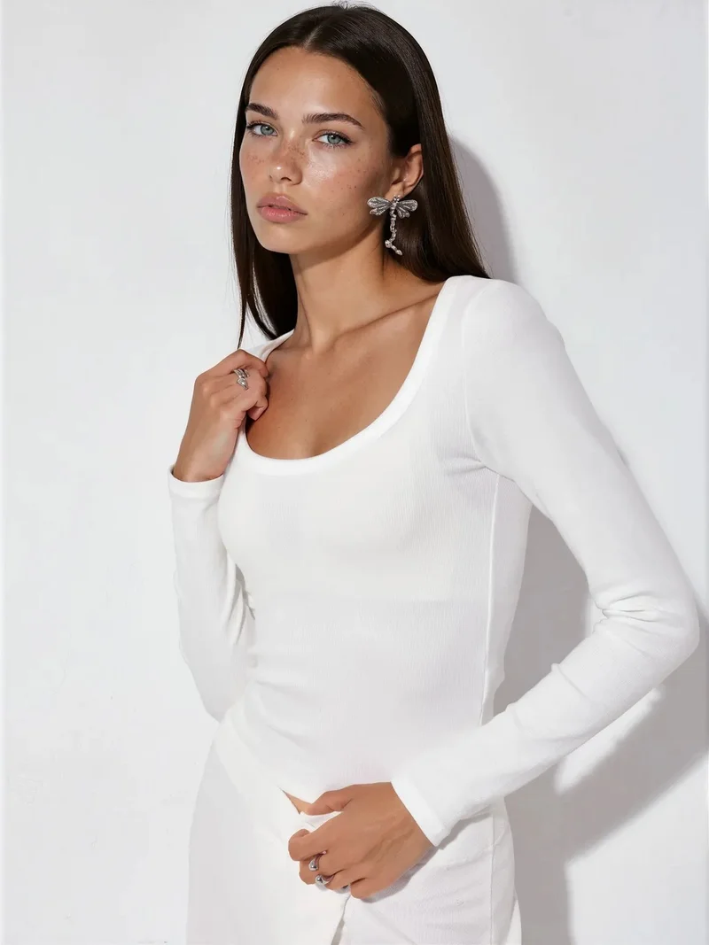 Busem BUSEM Women's Ribbed Slim-Fit Long-Sleeve Top