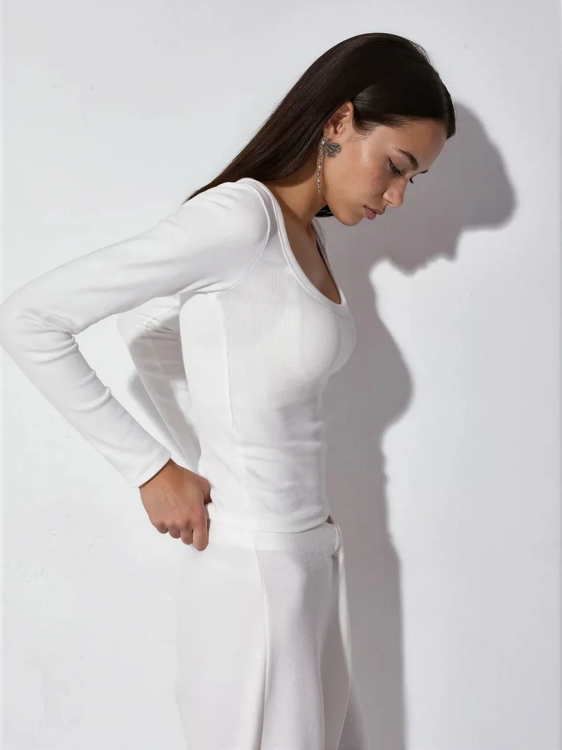 Busem BUSEM Women's Ribbed Slim-Fit Long-Sleeve Top