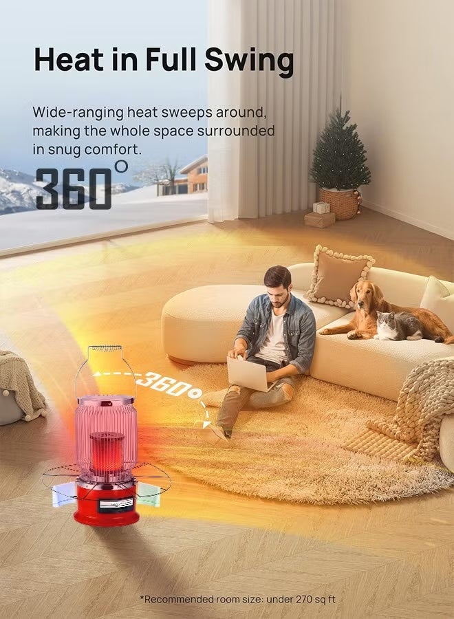 كادي ون مدفأة كهربائية بقوة 2000 واط للمنزل في الشتاء دفاية 360 درجة مع شريط دائري لتجفيف لقماش أحمر - Image 3
