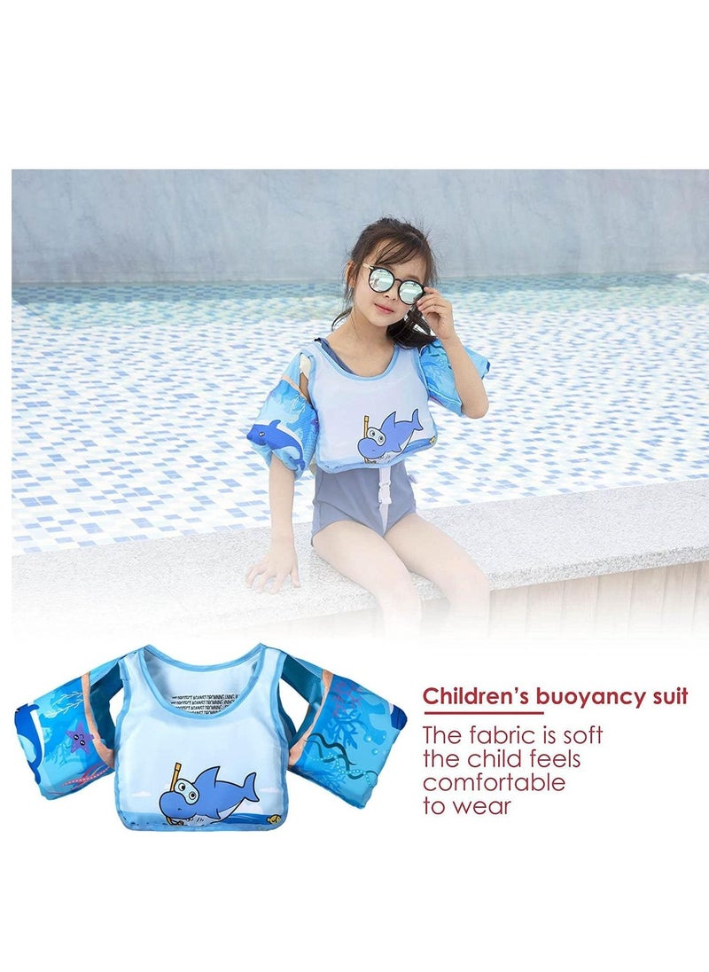 Swim Vest Kids, For 30-55 Pounds Boys and Girls, Toddler Floats with Shoulder Harness Arm Wings Children Safety Buoyancy Vest Baby Arm Foam Drifting Floating Swimming Aid  - Image 1