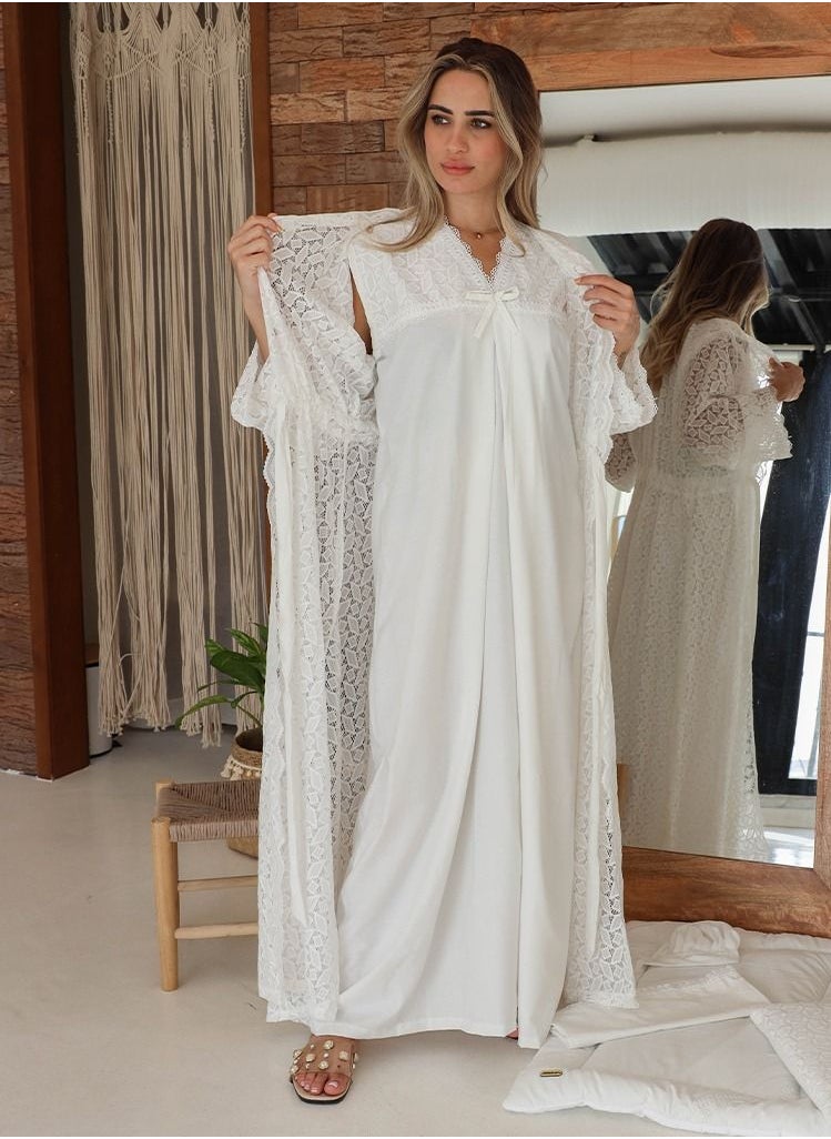 FUN MOMENT - Newborn reception robe, two pieces, comfortable and elegant for the mother - Image 1