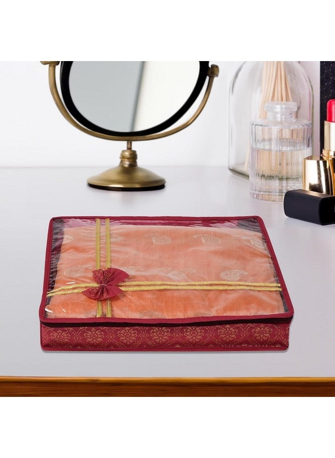 Kuber Industries Kuber Industries Pack of 12 Saree Cover | Cloth Packing Bags with Zip | Dress Pouches for Storage | Suit Bags for Women | Saree Organizer for Wardrobe | Bow Golden Printed | 3 Inch | Maroon  - Image 2