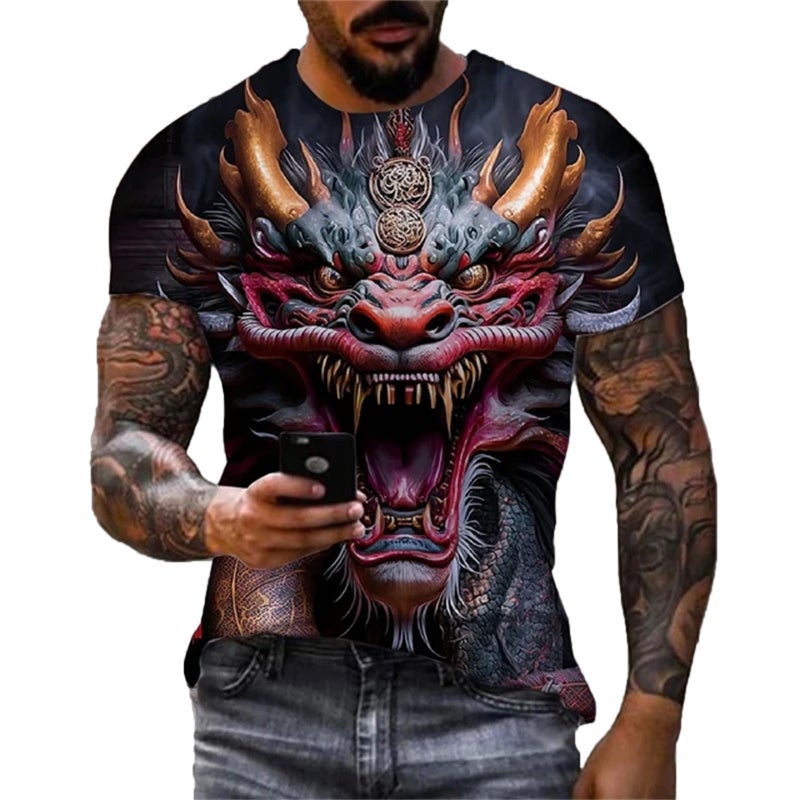 Men'S T-Shirt 3D Animal Printing Round Neck Short Sleeve T-Shirt - Image 2