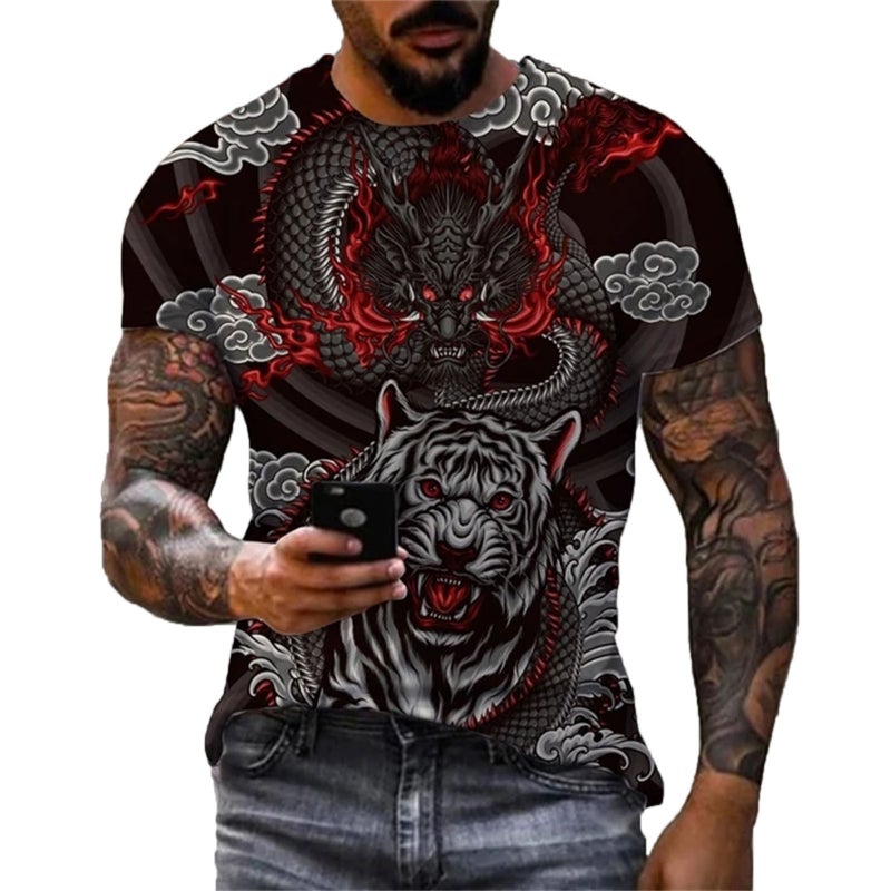 Men'S T-Shirt 3D Animal Printing Round Neck Short Sleeve T-Shirt - Image 1