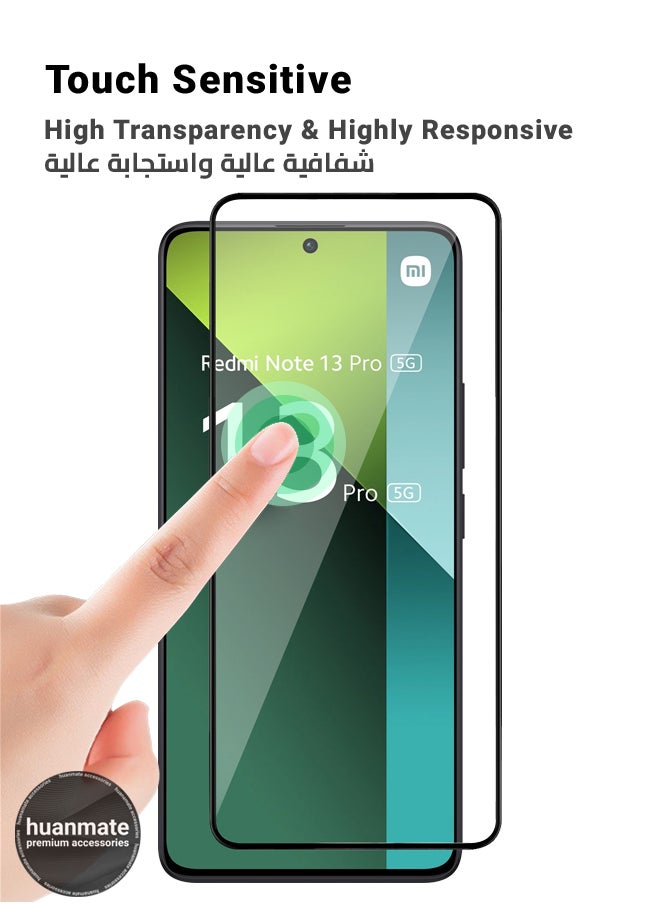 huanmate - Xiaomi Redmi Note 13 Pro 5G Screen Protector – Premium Edge to Edge Tempered Glass, High Transparency, Delicate Touch, Anti-Explosion, Smooth Arc Edges, Easy Installation - Image 1