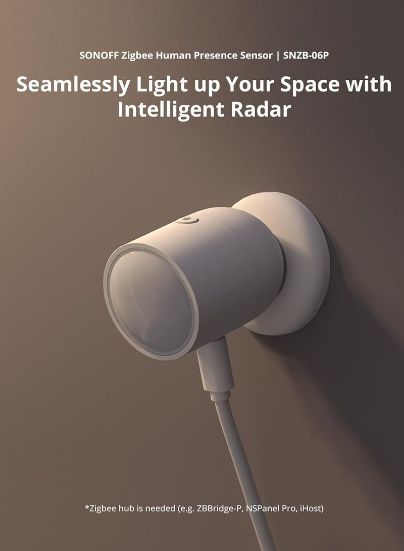 SONOFF SONOFF SNZB-06P Zigbee 3.0 Human Presence Sensor, Motion Detector,5.8GHz Microwave Radar Motion Sensor,Required Zigbee Hub,Compatible with Alexa,Google Home,Home Assistant - Image 2
