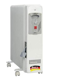 Heller Heller German Oil-Filled Radiator Heater, 9 Fins - Powerful Heating with Thermostat, Wheels for Mobility, Energy Efficient, 2000 Watts, Made in Germany Model MAV 2009, 