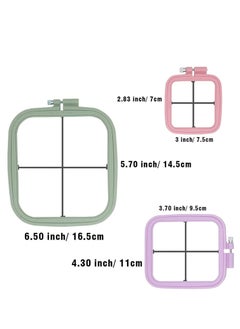 KASTWAVE KASTWAVE 3 Pieces 3 Sizes Square Embroidery Hoops, Cross Stitch Hoop and ABS Plastic Embroidery Hoops for Embroidery, Cross Stitch and DIY Craft Sewing  - Image 2