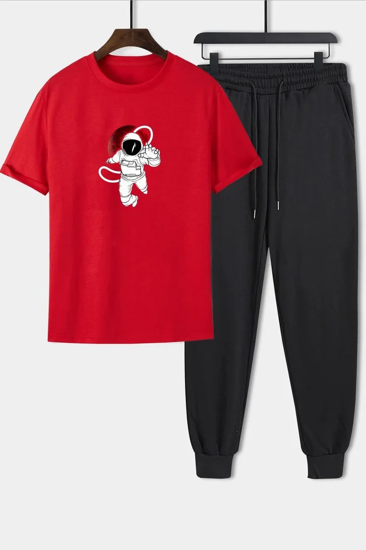 ONLYTRENDWEAR Unisex Nasa Printed 2-Piece Tracksuit Set S.m. Red