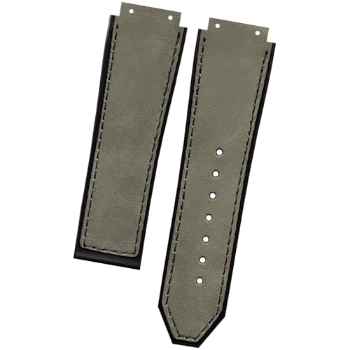DBLACK ''HLS-OPN1'' 25mm Leather Watch Strap, Minimalist-Bamboo Design Watch Band, No Tools Included // Designed, Compatible for HUBLOT Watches, Watch Belt (Choose Your Color) (Grey) - Image 1