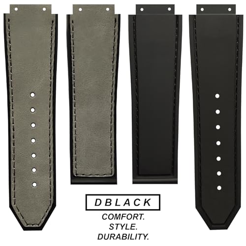 DBLACK ''HLS-OPN1'' 25mm Leather Watch Strap, Minimalist-Bamboo Design Watch Band, No Tools Included // Designed, Compatible for HUBLOT Watches, Watch Belt (Choose Your Color) (Grey) - Image 5