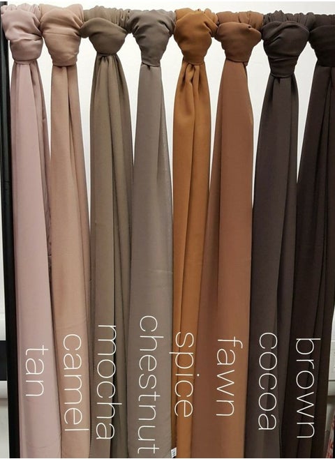Bundle Of Eight Plain Casual Chiffon Scarf Big Size - Multicolor