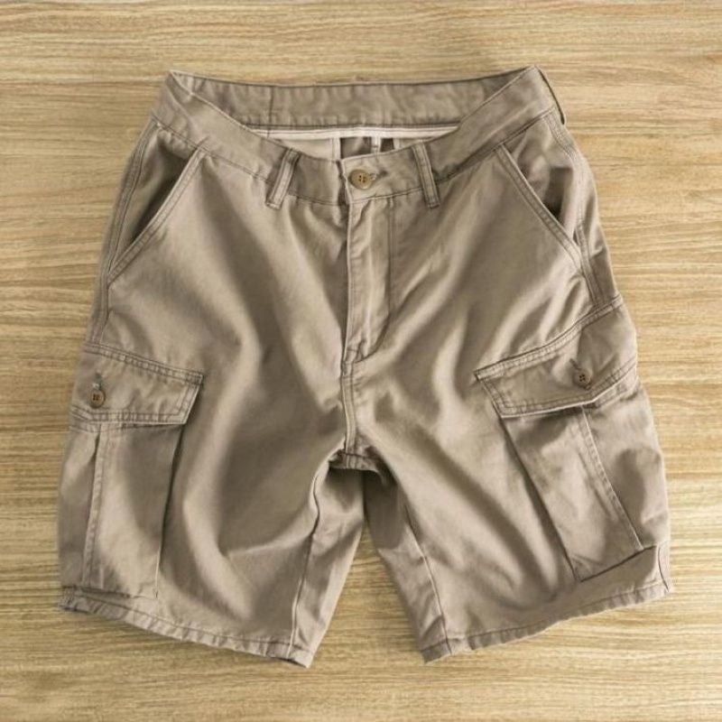 Summer work shorts mens ins fashion brand trend youth retro loose straight multi-bag atmospheric casual pants. Khakis [High Quality]]