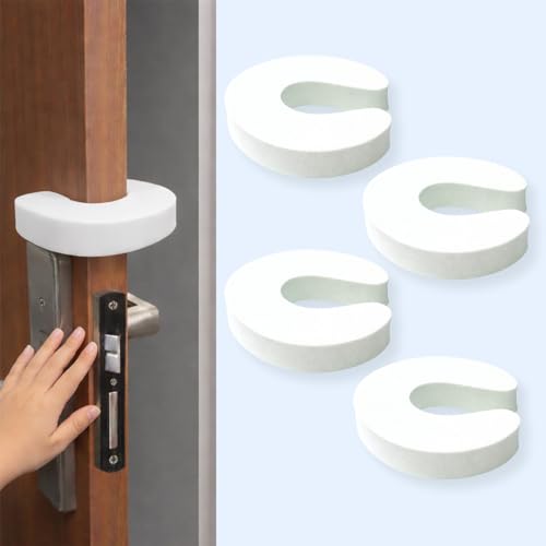AWEJOY Baby Safety Door Stopper Guard| Soft Foam Jammer for Home | Prevents Finger Injuries & Slamming | Baby Proofing Guard for Kids & Pets (White, Pack of 4) - Image 1
