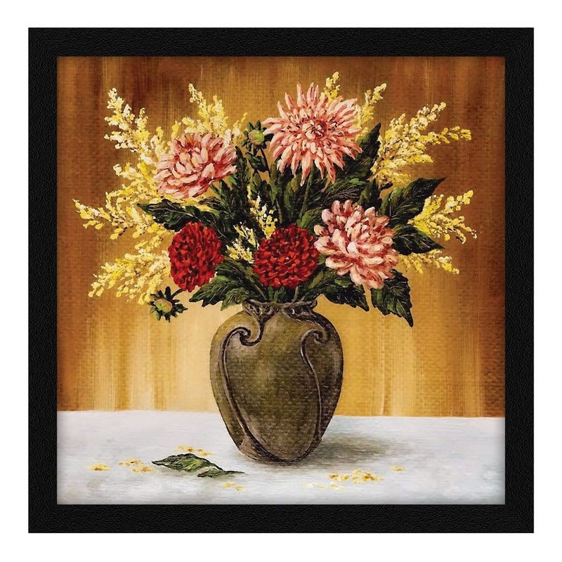 ArtX Paper Flower Wall Art Framed Painting Wall Decor For Living Room Multicolor Floral 13 X 13 inches Set of 1 AXB00321FLR
