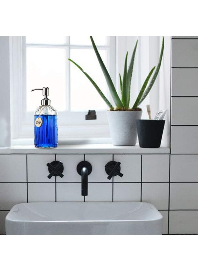 صن سباير 18 أونصة (حوالي 510.3 جم) موزع صابون زجاجي شفاف ، مضخة من الفولاذ المقاوم للصدأ مقاومة للصدأ ، موزع معقم يدين سائل قابل لإعادة التعبئة ، موزع صابون مطبخ فاخر (شفاف) - Image 5