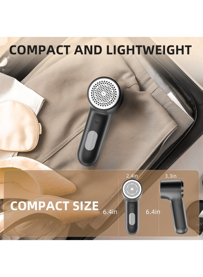 Fabric Shaver, Electric Lint Remover, Rechargeable Sweater Defuzzer to Remove Pilling, Battery Operated, 6-blade, 3-speed with LED Display for Clothes, Upholstery, Furniture, Black - Image 4