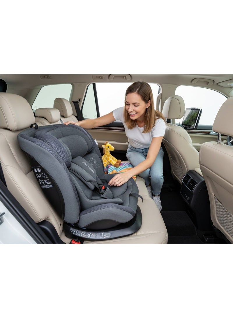 Lorelli Imola Isofix Car Seat, Group 0+/1/2/3 (0–36 kg) – 360° Rotating Baby & Toddler Car Seat with Recline, Side Protection, and Adjustable Headrest – Grey - Image 5