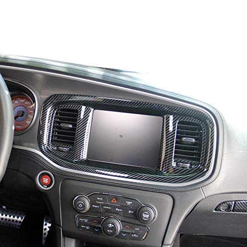 crosselec Carbon Fiber Dashboard Dvd Navigation Screen Frame Cover Trim for Dodge Charger 2015+ (Black Carbon Fiber) - Image 3