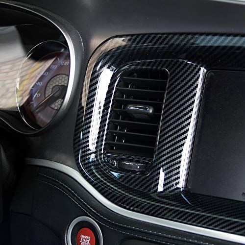 crosselec Carbon Fiber Dashboard Dvd Navigation Screen Frame Cover Trim for Dodge Charger 2015+ (Black Carbon Fiber) - Image 2